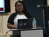 Keynot speaker and author Angie Thomas at the second annual Social Justice Symposium for Teens at Philadelphia City Institute, Saturday, August 12, 2017